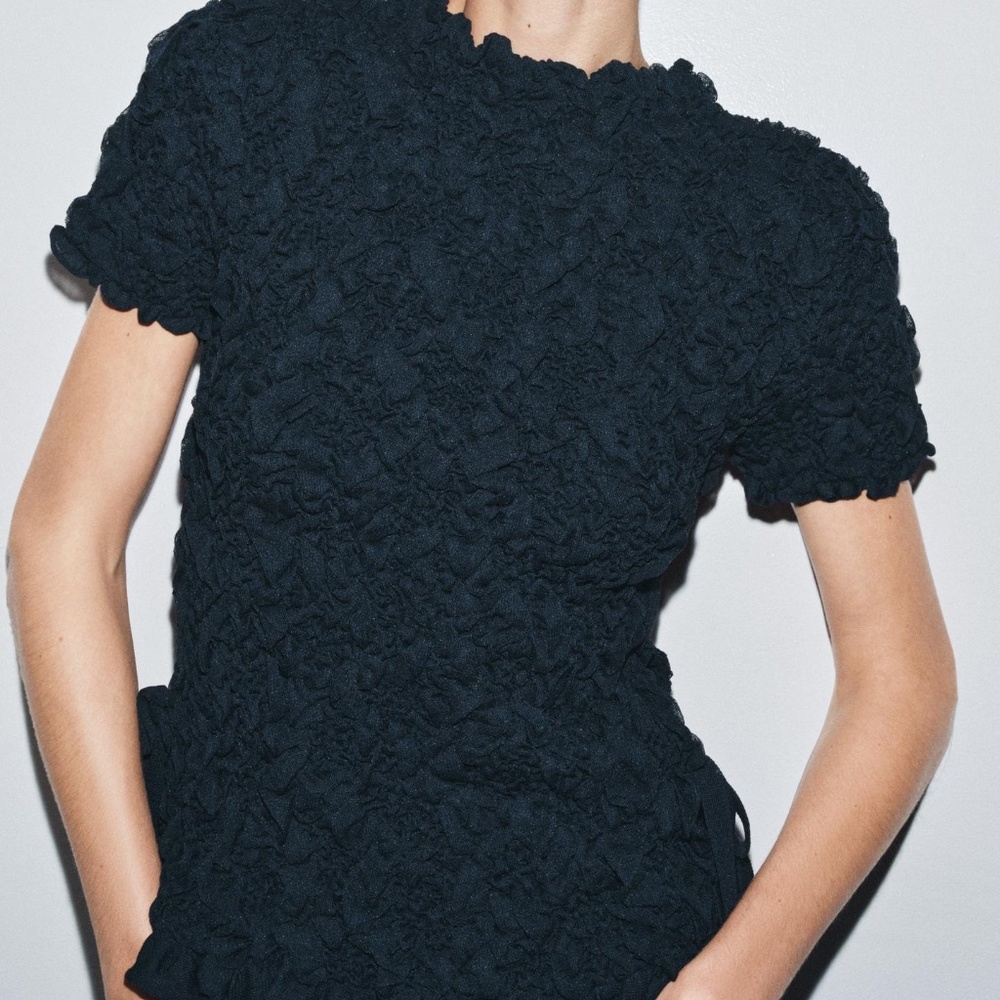 NWT ZARA TEXTURED KNIT TIE TOP S